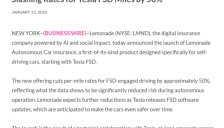 美国保险公司推出自动驾驶车辆保险 特斯拉FSD用户保费减半 