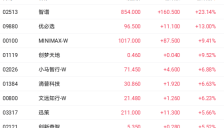 港股AI应用股受外围情绪提振 智谱涨幅超20% 