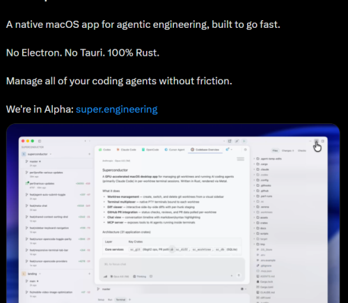 Rust 原生 AI Agent 工具 Superconductor 发布：支持一键聚合 Claude Code、Gemini CLI 等工具链
