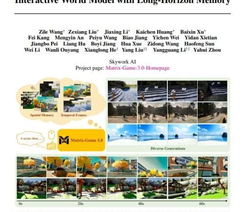 AI交互新突破：Skywork AI发布Matrix-Game 3.0，实现720p 40帧实时高清世界生成