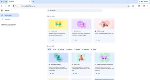 Chrome 为 Gemini 上线“技能库”功能：支持一键复用提示词，减少重复输入