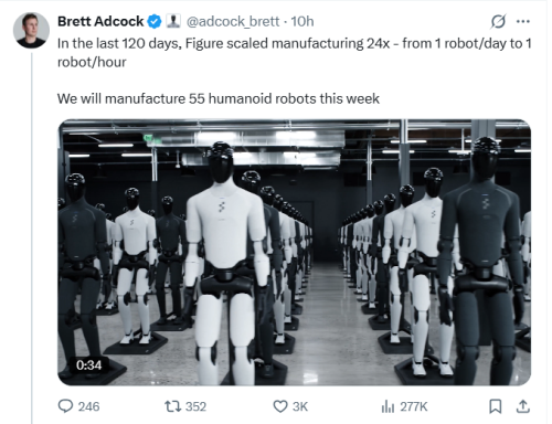 Figure第三代机器人量产提速至每小时生产一台，行业或开启“军备竞赛”