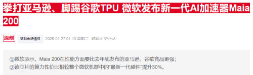 微软与Anthropic洽谈Maia芯片供应合作，以在AI芯片战中突围