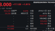 美股存储芯片股大跳水，美光科技涨幅从超过6%收窄至2%以内；台积电股价再创新高；金银下挫，国际油价跳水 