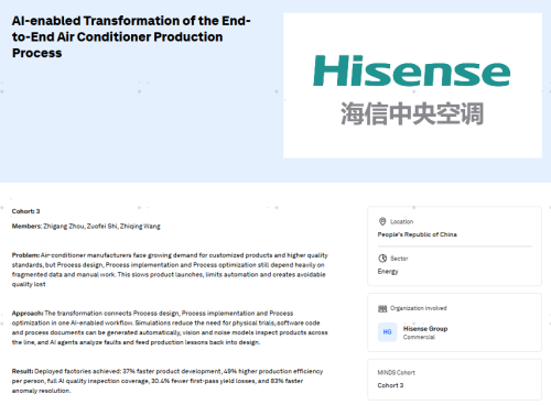三年三个WEF全球最高认证，海信日立黄岛工厂入选世界经济论坛第三届AI MINDS