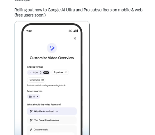 谷歌NotebookLM推出TikTok风短视频功能，一键看懂复杂研究笔记