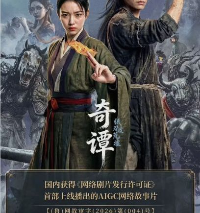 国内首部获得《网络剧片发行许可证》的AIGC网络故事片《奇谭：纸刃渡荒墟》今日在爱奇艺电影频道独播